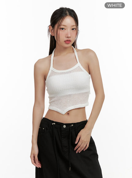 asymmetrical-halter-crop-top-cl431 / White