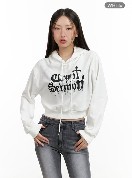 graphic-cropped-sweat-hoodie-cl431 / White