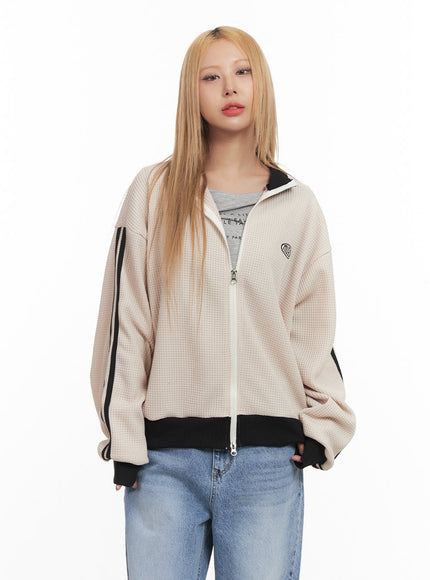 Embroidered Knit Zip-Up Track Jacket CM506