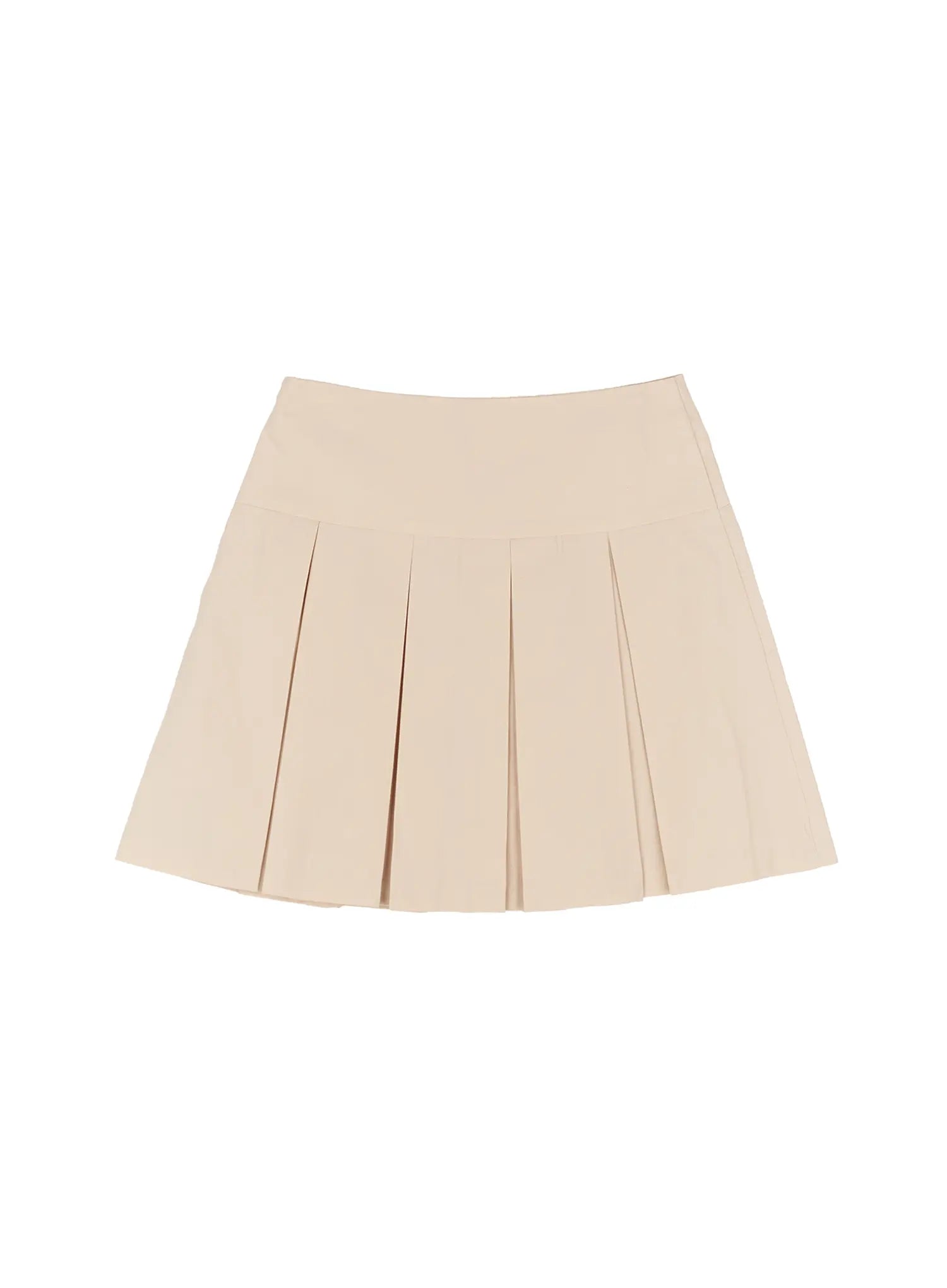 high-waist-pleated-mini-skirt-cu513 / Beige