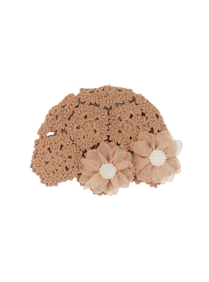 soft-knitted-flower-beanie-cy520 / Beige