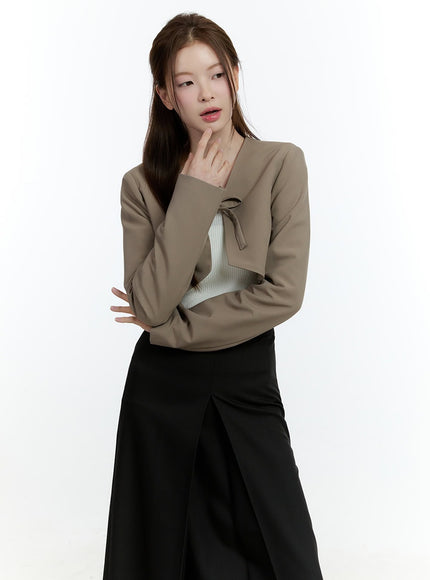 ribbon-tie-bolero-cardigan-cf504 / Beige