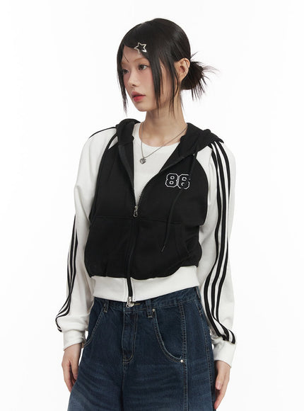 Embroidered Hooded Crop Track Jacket CF519