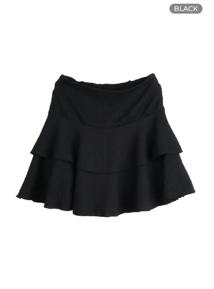 cotton-ruffle-hem-mini-skirt-cm413 / Black