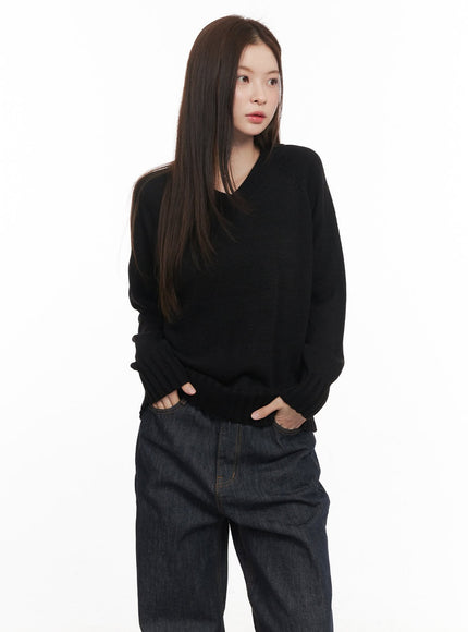 Basic Relaxed-Fit V-Neck Sweater CM512