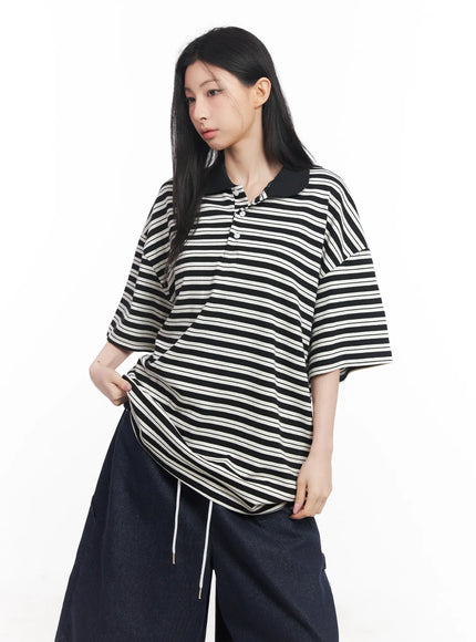 oversized-striped-tee-cu510 / Black