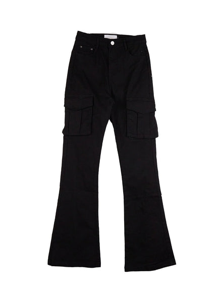 slim-fit-solid-cargo-pants-cn405 / Black