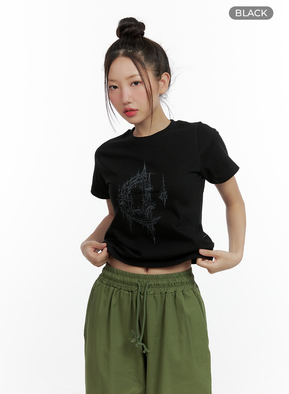 cotton-graphic-t-shirt-cl410 / Black