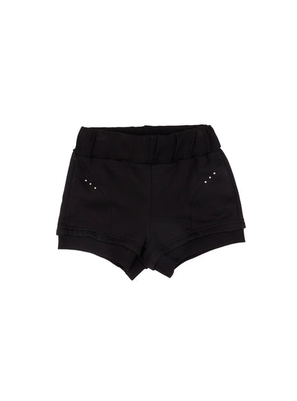 studded-fleece-shorts-cj501 / Black