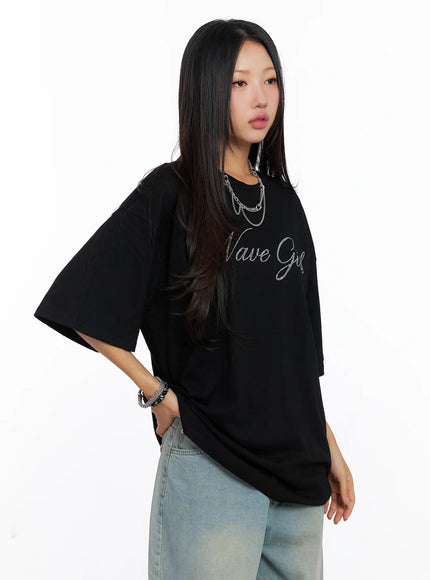 Oversized Text Print Tee CO515