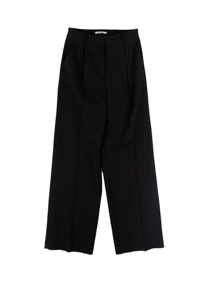 pintuck-tailored-trousers-cs523 / Black