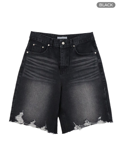 baggy-denim-jorts-unisex-ca419 / Black