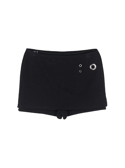 eyelet-detail-mini-skirt-cl507 / Black