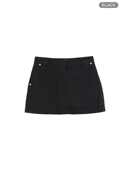 cotton-solid-mini-skirt-cg422 / Black