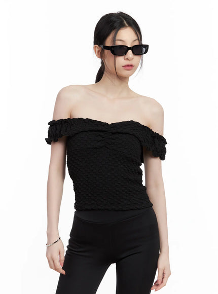 shirred-sweetheart-sleeveless-top-cl501 / Black