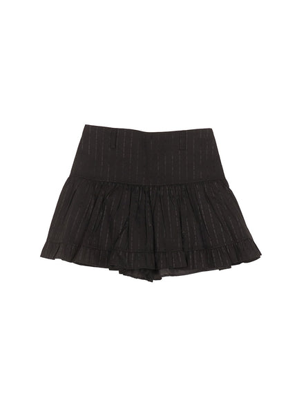 frill-flare-high-waisted-mini-skirt-cm510 / Black