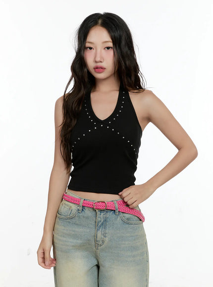 studded-halter-top-cl531 / Black