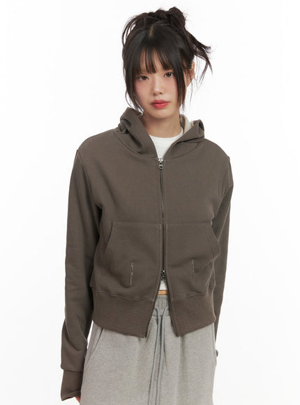 Long Sleeve Zip-Up Cropped Hoodie CJ506