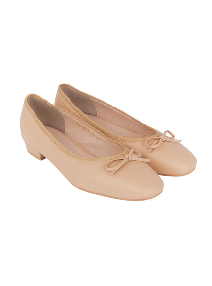 eco-leather-ballet-flats-with-bow-cg520 / Dark beige