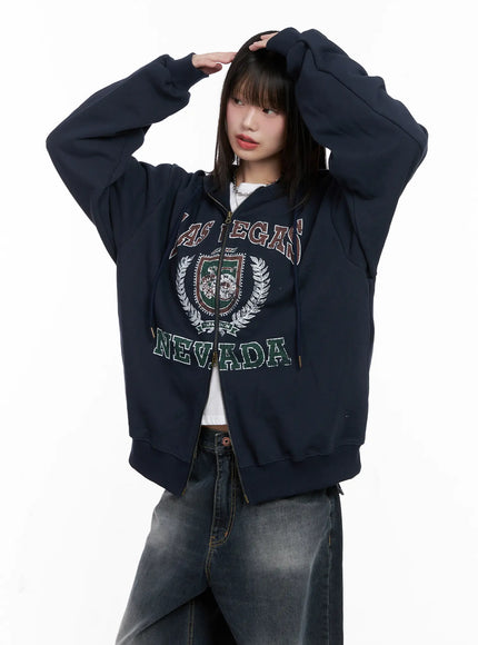 vegas-graphic-zip-up-hoodie / Dark blue
