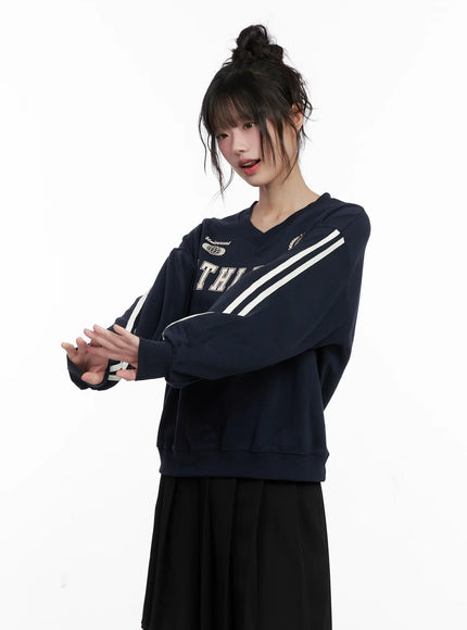 athletic-v-neck-sweatshirt-cg515 / Dark blue