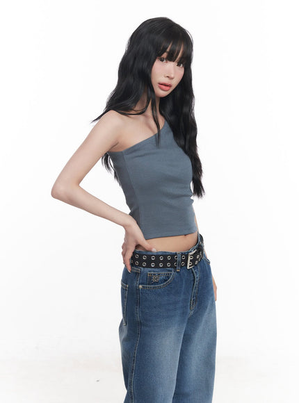 essential-one-shoulder-crop-top-cy527 / Dark blue