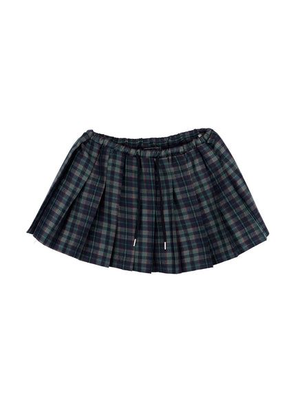 plaid-pleated-mini-skirt-cn525 / Dark blue