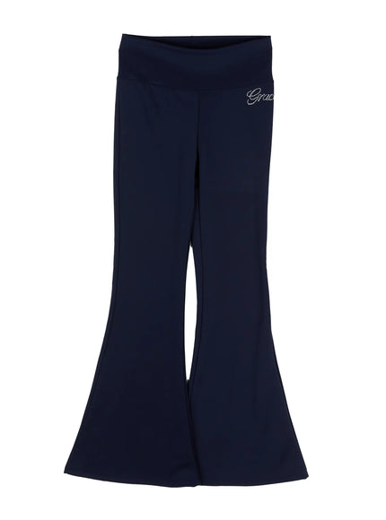 embroidered-lettering-flare-sweatpants-cn527 / Dark blue
