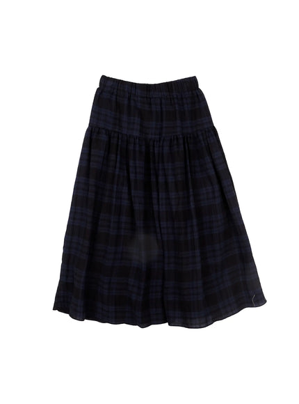 plaid-flare-maxi-skirt-cn514 / blue