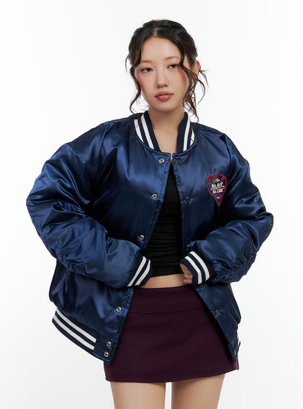 embroidered-graphic-buttoned-jacket-cn405 / Dark blue