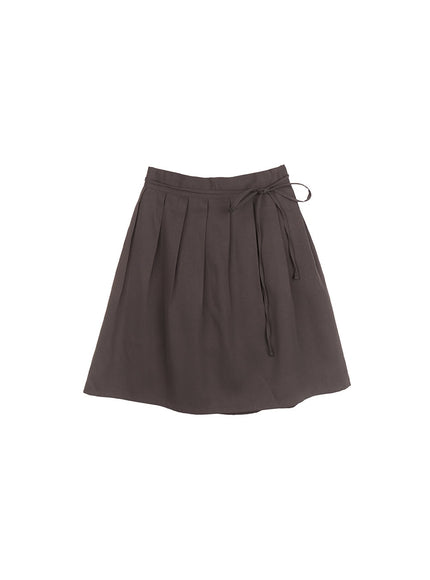 Ribbon Pleated Midi Skirt CM506
