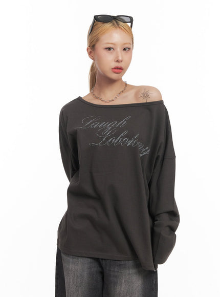 Graphic Oversized One-Shoulder Top CM505