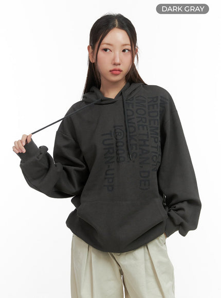 oversize-lettering-hoodie-co417 / Dark gray