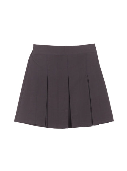 high-waisted-pleated-mini-skirt-ca502 / Dark gray