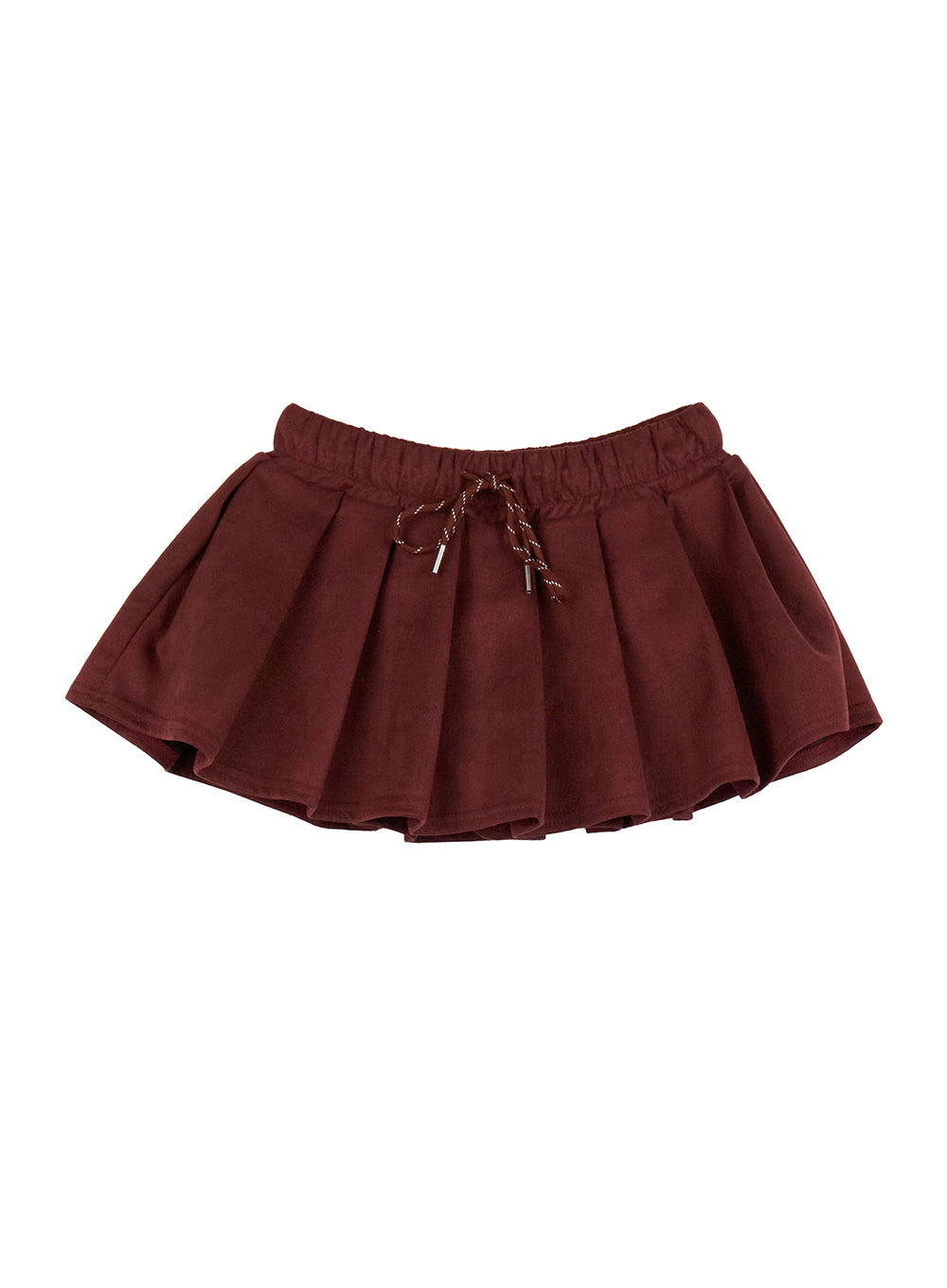 adjustable-pleated-mini-skirt-cj522 / Dark red