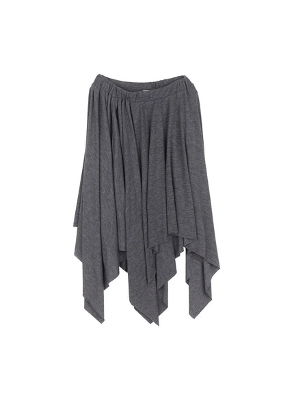 asymmetric-layered-midi-skirt-cu520 / dark gray