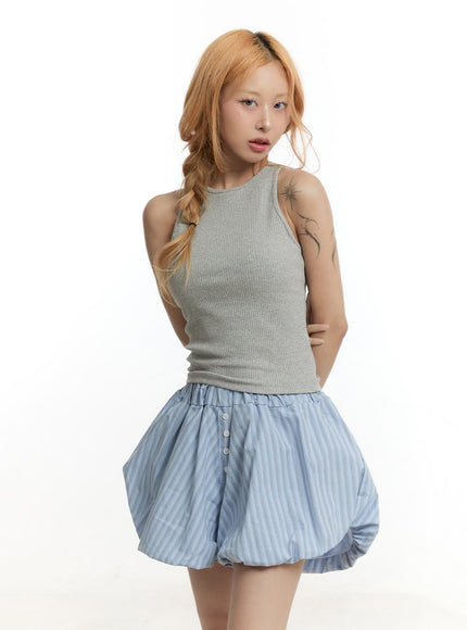 slim-fit-ribbed-cropped-tank-top-cy505 / Gray