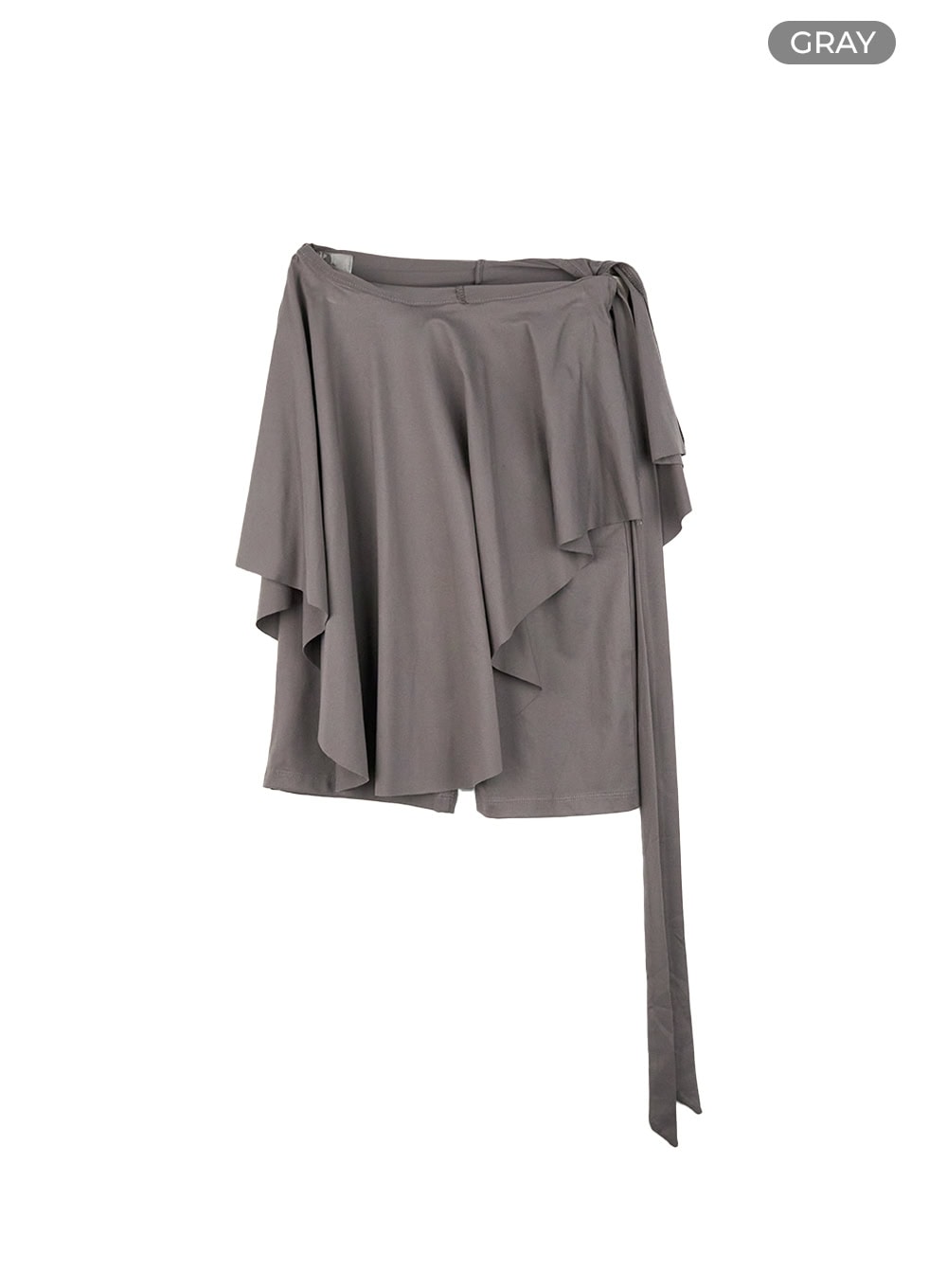 asymmetrical-wrap-solid-skort-cg413 / Gray