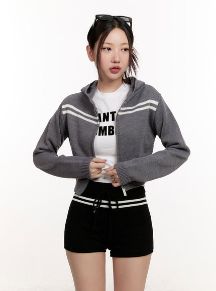 Knitted Striped Zip-Up Hoodie CM507