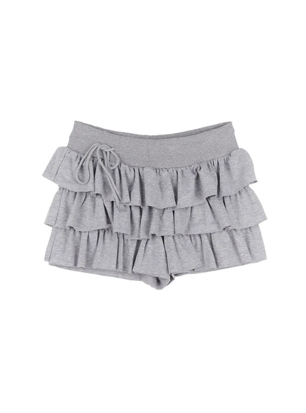 ruffle-layered-mini-skirt-cl501 / Gray
