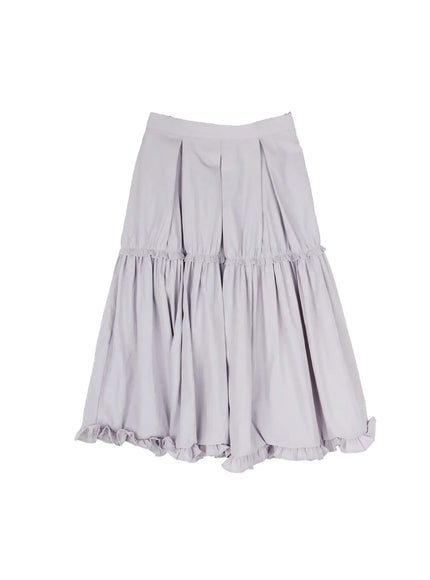 tiered-flare-midi-skirt-cy515 / Gray