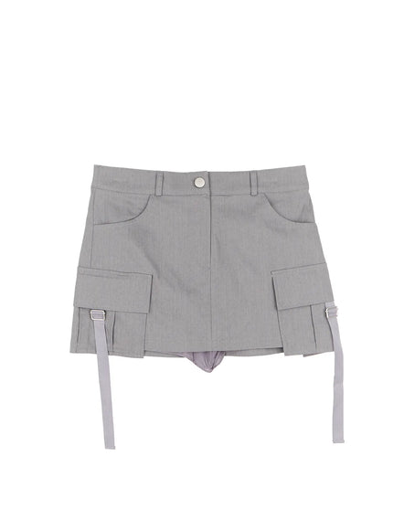 chic-cargo-mini-skirt-cu520 / Gray