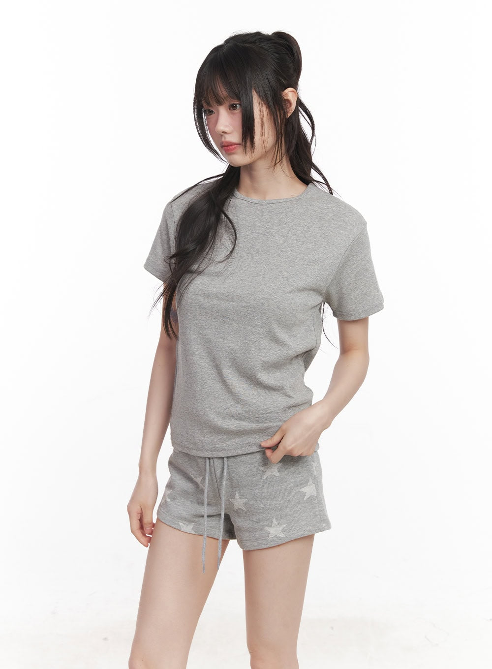 comfy-round-neck-basic-t-shirt-cy521 / Gray