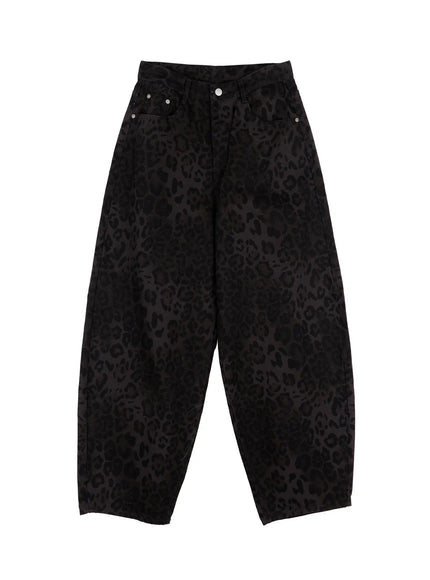 leopard-print-wide-leg-pants-cn524 / Gray