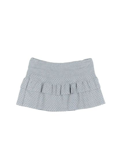 polka-dot-tiered-mini-skirt-cl531 / Gray