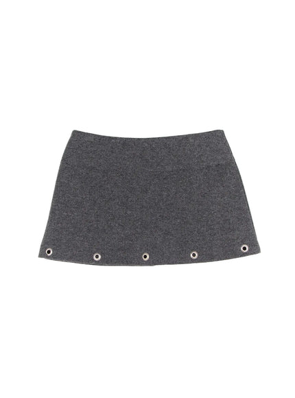 eyelet-pencil-mini-skirt-cj515 / Dark gray