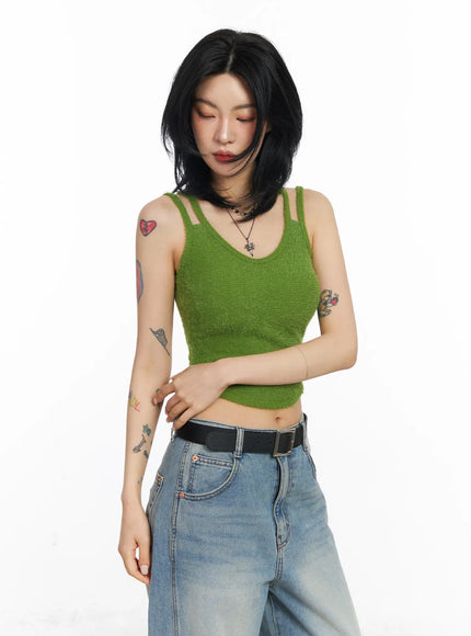 angora-blend-sleeveless-top-cj523 / Green