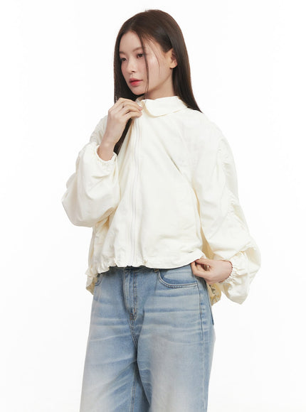 Shirred Crop Windbreaker Jacket CM511