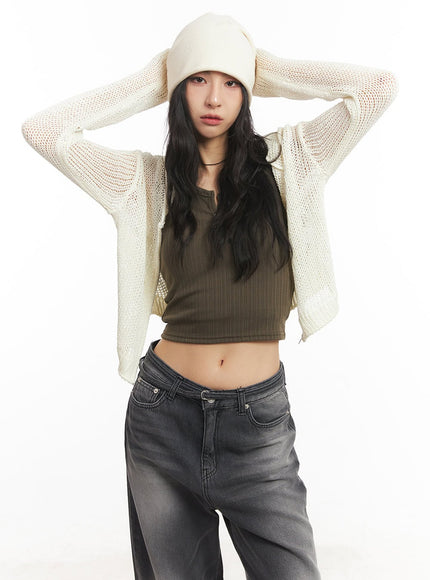Mesh Zip-Up Hooded Jacket CA504
