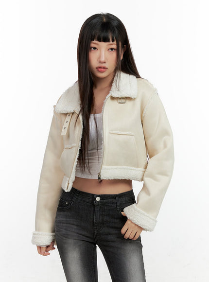fuzzyfemme-crop-jacket-cn406 / Light beige